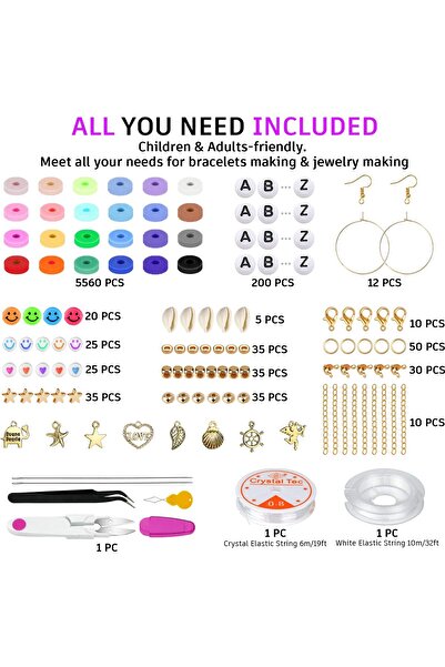 OEM 6000-Piece Polymer Clay Bead Jewelry Kit, 24 Vibrant Colors for DIY Bracelet Making
