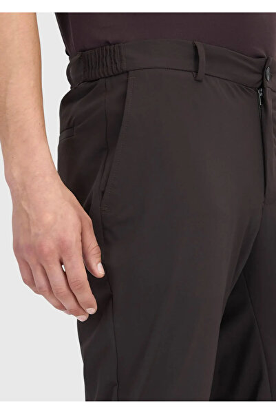 Ramsey Brown Straight Knitted Jogging Fit Casual Pants