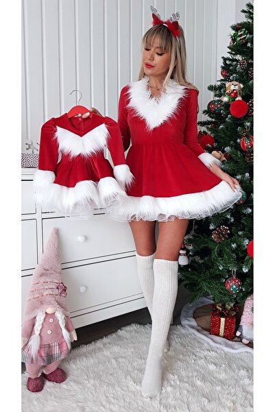Voguesta Mother-daughter Christmas set Santa Joy red