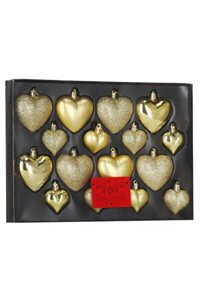 SERSIMO Set de globuri decorative în formă de inimă, 16 piese, plastic, 4-7 c...