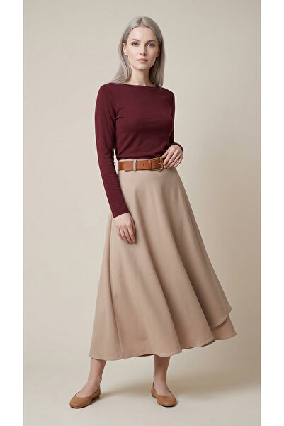 Şiir Fusta lungă și fustă hijab Laura pentru femei, cu detaliu de centură, cr...