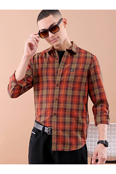 The Indian Garage Co By Styli Men Red Plaid Casual Shirt