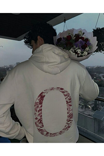 Touz Moda Kiss Design Lettered Oversized Hooded Sweatshirt Hoodie