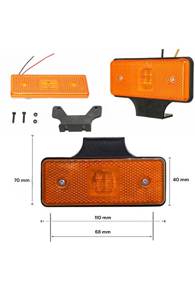 OEM Lampa galbena agabaritica 4 leduri galbene, posibilitate prindere sub si ...