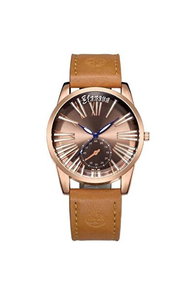 Elanova Ilanova EL43BR Men's Analog Leather Strap Wristwatch