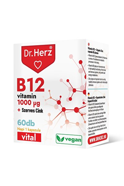 Dr Herz Capsule vegane Vitamina B12 1000 MCG + zinc 60 buc