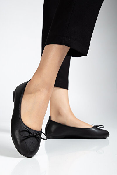 Ghattix Women's Ballet Flats Thin Bow Suede Velvet Comfortable Ballet Flats