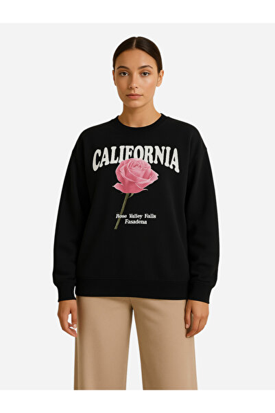 Victor and Jane By Styli California Rose Graphic Sweatshirt - 100% Cotton Fleece