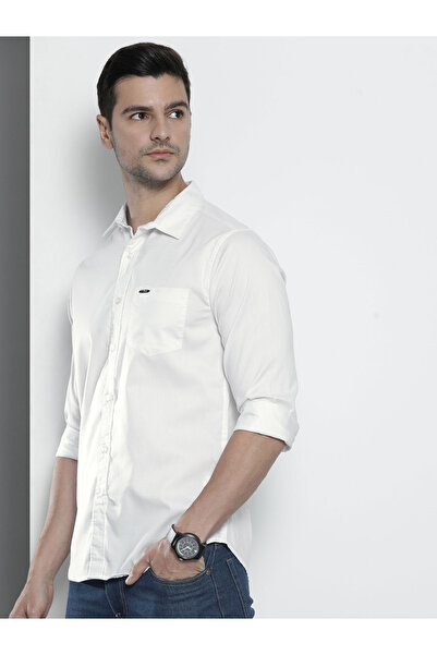 The Indian Garage Co By Styli Men White Cotton Slim Fit Shirt