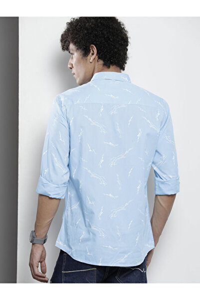 The Indian Garage Co By Styli Men Sky Blue Abstract Print Shirt