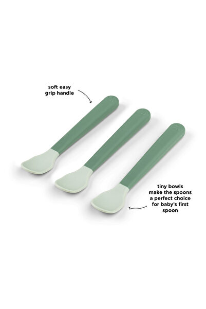 Done By Deer Set of 3 teaspoons Foodie Easy-Grip Green