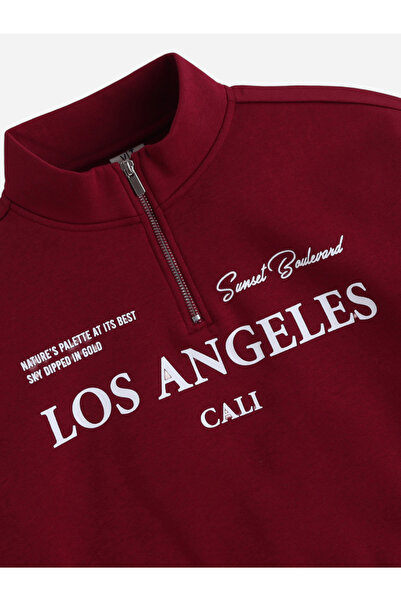 Victor and Jane By Styli Los Angeles Cali Quarter-Zip Sweatshirt - 100% Cotton Fleece