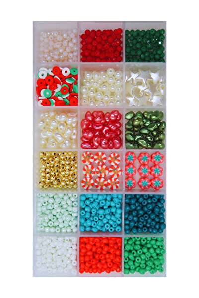 Boncuk Abla 18'li Yeni Yıla Özel Boncuk Seti ve Esnek Lastikli Misina Takı Ya...