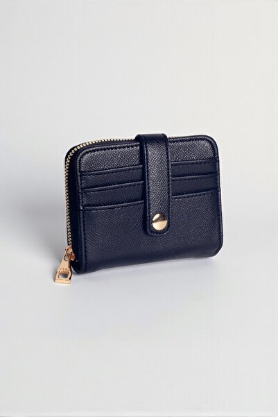 dericom Siyah Kadın Mini Cüzdan – Kartlık, Fermuarlı Bozuk Para Bölmeli