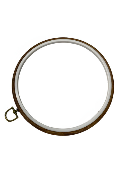 EleganTShoP Ahşap Görünümlü Yuvarlak Askılı Plastik Kasnak 23,5 cm