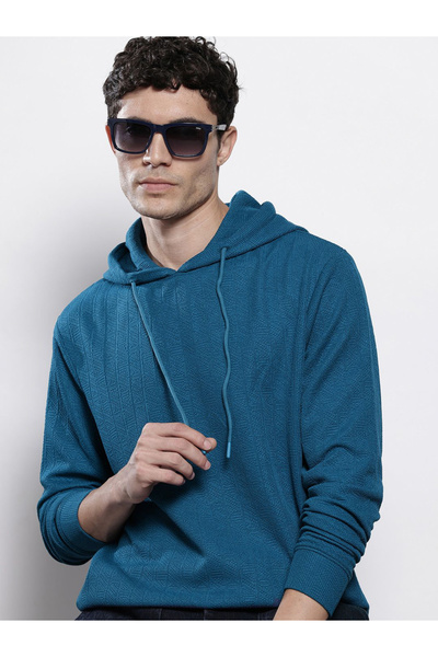 The Indian Garage Co By Styli Men Blue Knitted Hoodie