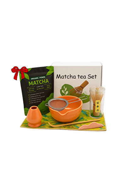 The Matcha Corner Matcha tea set + 100g matcha gift bag with bowl, strainer, spoon, bamboo whisk, and holder