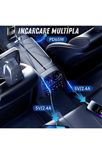 SGTT Modulator FM cu Bluetooth, port USB-A și USB-C pentru încărcare rapidă, muzică și apeluri hands-free