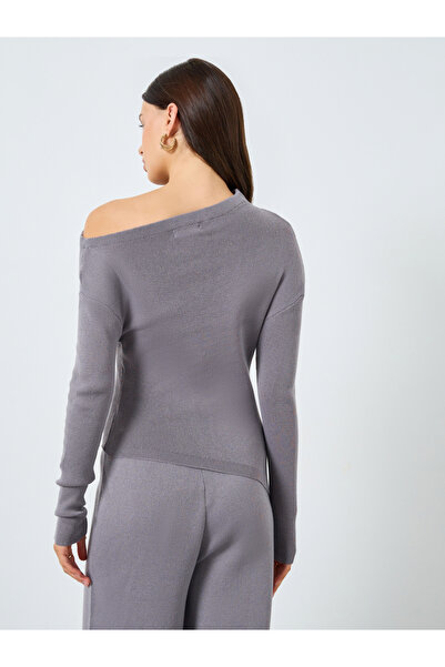 Styli Purple One Shoulder Knitted Top