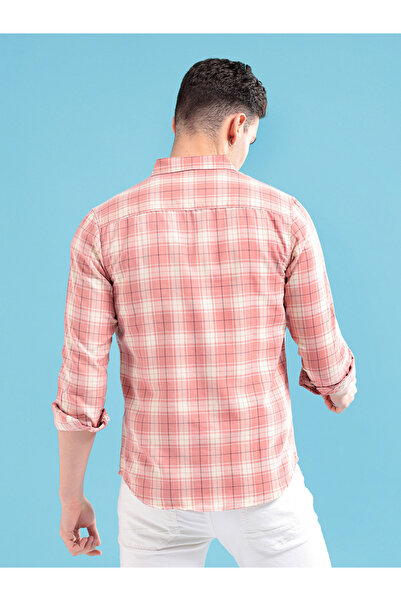 The Indian Garage Co By Styli Men Pink Regular Fit Checked Shirt