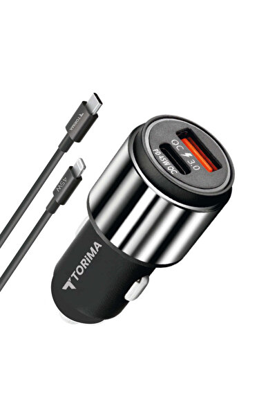 Torima C16 Silver Car Charger Type-C to Lightning