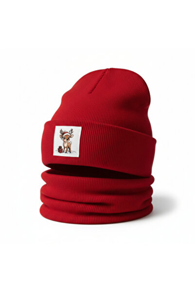 Mustran 4-12 Years Old Christmas Themed Children's Beret Neck Collar Set |   Handcrafted, Double Layered & 95% Cotton Gift