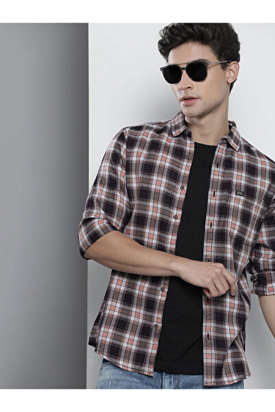 The Indian Garage Co By Styli Men Navy Blue Checkered Shirt