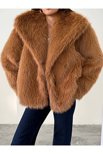 mydukkan.co Faux Fur Coat with Snap Fasteners
