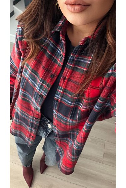 Oslove Red-Navy Blue Plaid Lumberjack Shirt