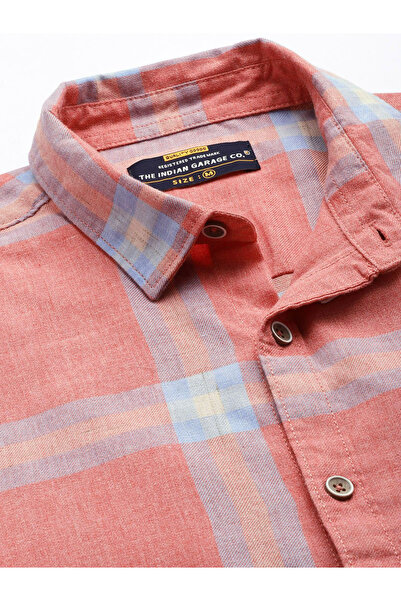 The Indian Garage Co By Styli Men Pink Regular Fit Checked Shirt