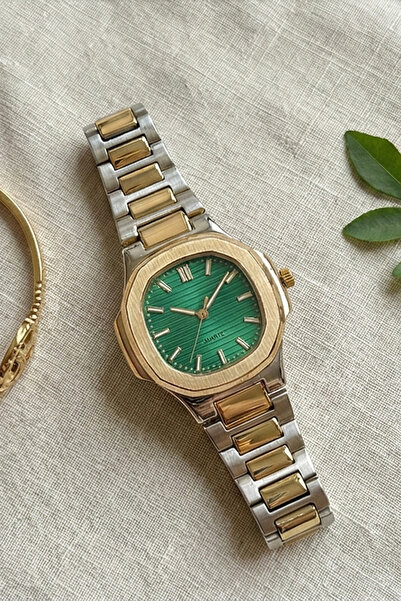 İnogge Pedoni Multicolored Case Multicolored Cord Green Dial Women's Wristwatch