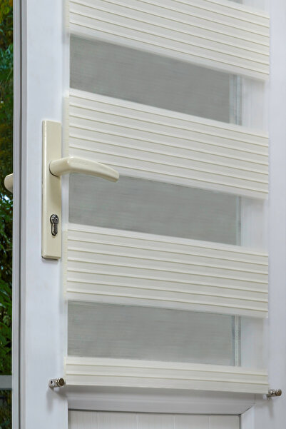 VENTİ PERDE Kapı Ve Pencere Üstü Metal Rustikli Venti Ekru Açık Krem Plise Zebra Perde 2609