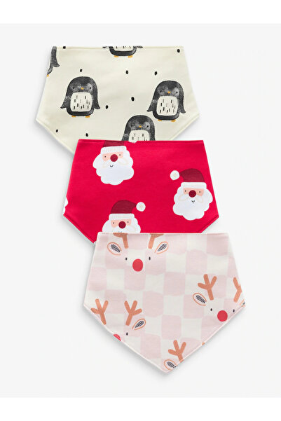 Next Baby Red Baby 100% Cotton Christmas Bibs 3-Pack