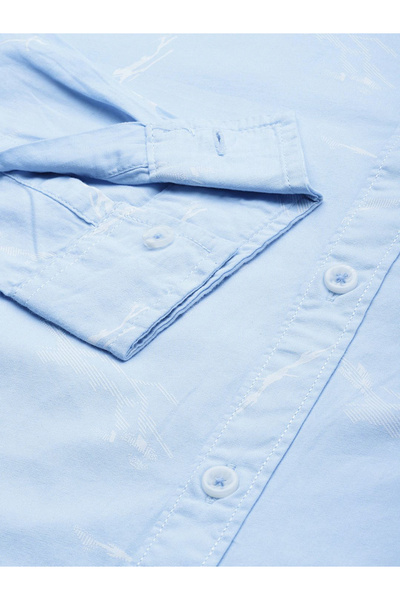 The Indian Garage Co By Styli Men Sky Blue Abstract Print Shirt