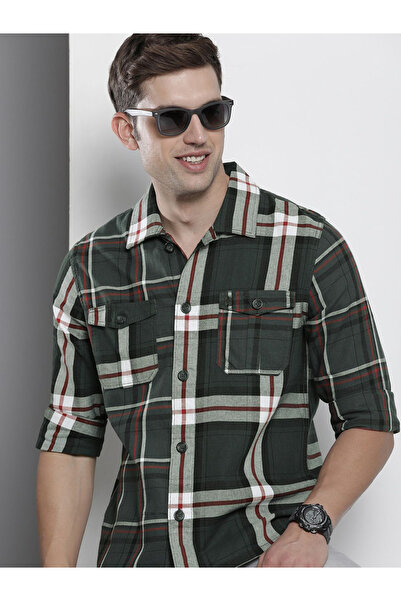 The Indian Garage Co By Styli Men Regular Fit Grey Checked Shirt
