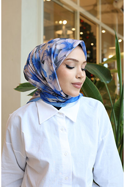 sefamerve Φουλάρι με σχέδιο λουλουδιών 70332-04 Μπλε