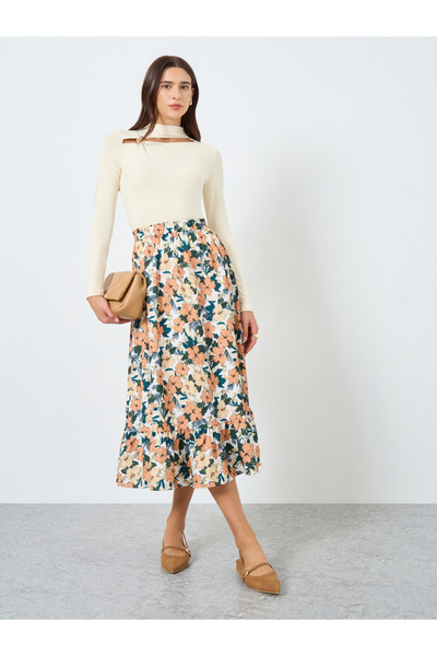 Take Two By Styli Beige Long Sleeve Cutout Top