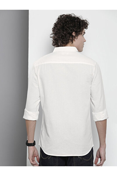 The Indian Garage Co By Styli Men White Solid Spread Collar Shirt