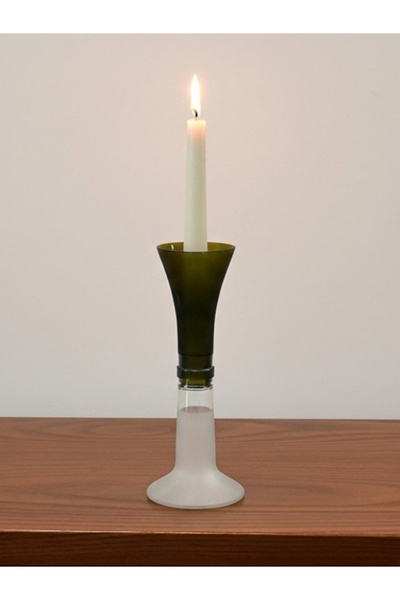 Reglasstic Emerald Sand – El Yapımı Upcycle Cam Şamdan | Koyu Yeşil Üst – Kum...