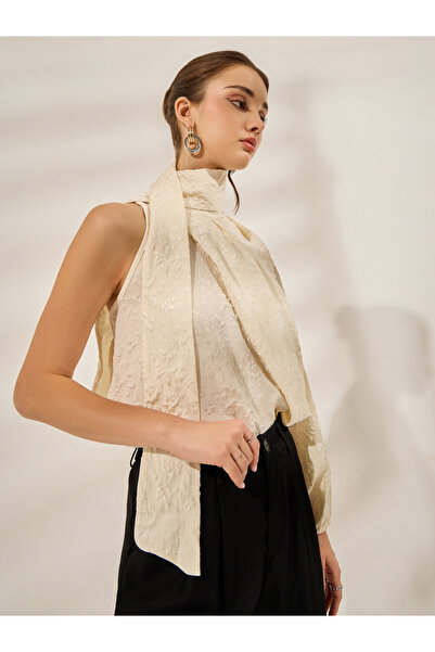 Styli Off White One Sleeve Asymmetric Top