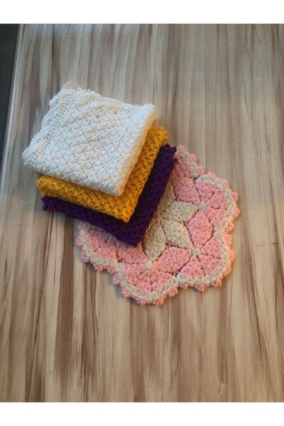 MOR TIRTIL مجموعة من 4 قطع من قماش الاستحمام المحبوك يدويًا، هدية زفاف، أعمال...