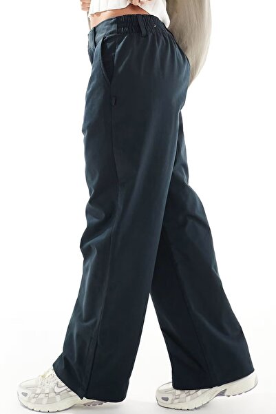 Nike Sportswear Collection Mid Rise Twill Trousers Women's Snap Slit Long Sweatpants Black