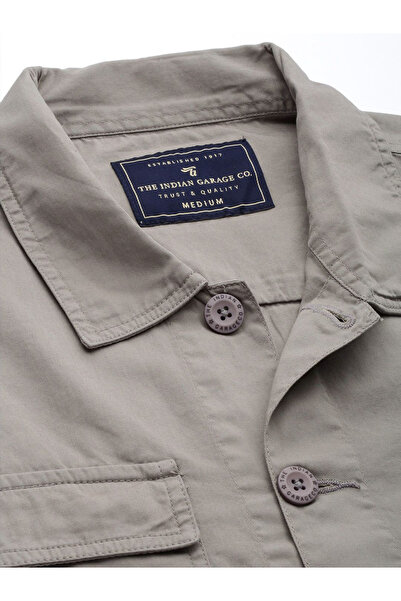 The Indian Garage Co By Styli Men Grey Plain Shirt with Flap Pocket