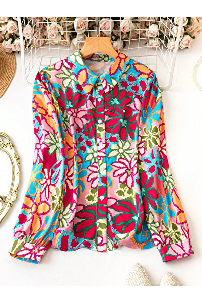 Take Two By Styli Women Floral Print Long Sleeve Shirt