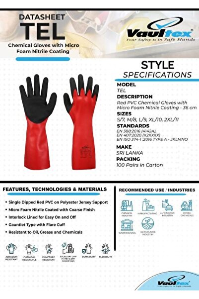Vaultex قفازات كيميائية