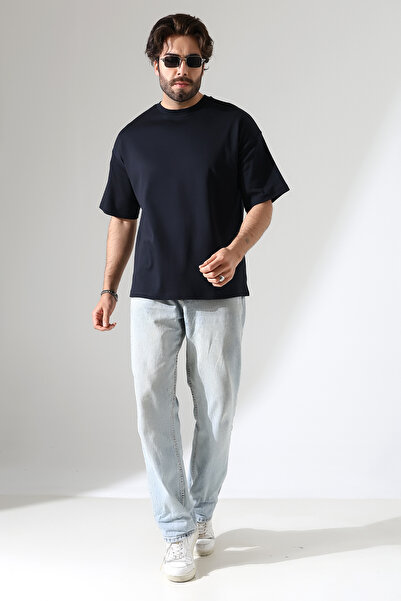DİVİSTA Men's 100% Cotton Low Sleeve Oversized Interlock T-Shirt