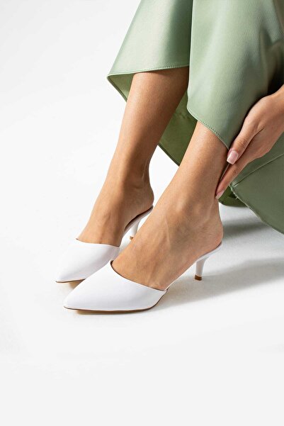 Bayramoğlu Pointed Toe Thin Heel Shiny Slippers Shoes