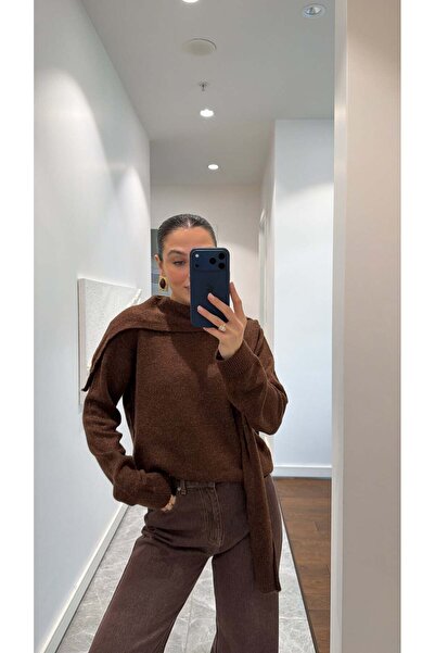 sinemkivanc co Pulover tricotat cu detalii tip șal