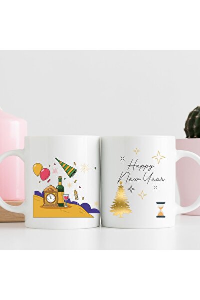 kubdekor كوب بتصميم عيد الميلاد للعام الجديد مطبوع مع شكل ساعة مكتوب عليها 'س...