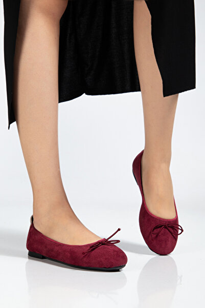 Ghattix Women's Ballet Flats Thin Bow Suede Velvet Comfortable Ballet Flats